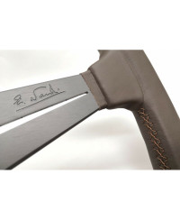 VOLANT NARDI DEEP CORN CUIR BRUN & COUTURES BRUNES, BRANCHES GRISES TULIPÉ 75 MM & Ø35 CM NARDI