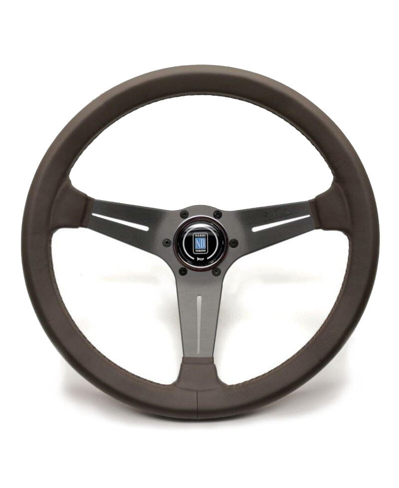 VOLANT NARDI DEEP CORN CUIR BRUN & COUTURES BRUNES, BRANCHES GRISES TULIPÉ 75 MM & Ø35 CM NARDI