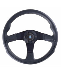 VOLANT NARDI CHALLENGE CUIR NOIR & COUTURES NOIRES, BRANCHES NOIRES TULIPÉ 45 MM & Ø35 CM NARDI