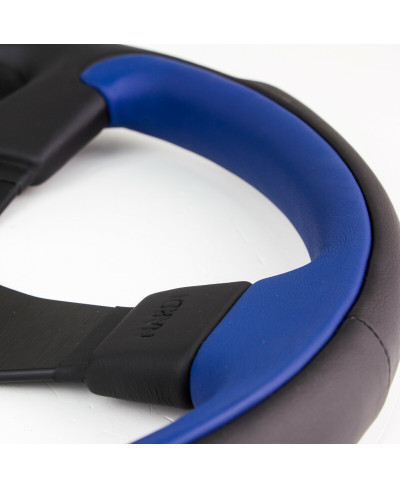 VOLANT NARDI LEADER CUIR BLEU & BRANCHES NOIRES Ø35 CM NARDI