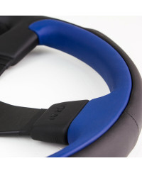 VOLANT NARDI LEADER CUIR BLEU & BRANCHES NOIRES Ø35 CM NARDI