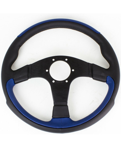 VOLANT NARDI LEADER CUIR BLEU & BRANCHES NOIRES Ø35 CM NARDI