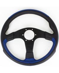 VOLANT NARDI LEADER CUIR BLEU & BRANCHES NOIRES Ø35 CM NARDI