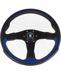 VOLANT NARDI LEADER CUIR BLEU & BRANCHES NOIRES Ø35 CM NARDI