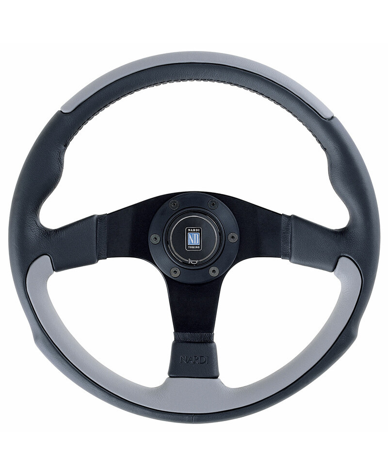 VOLANT NARDI LEADER CUIR GRIS & BRANCHES NOIRES Ø35 CM NARDI