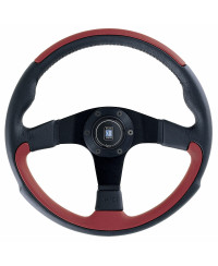 VOLANT NARDI LEADER CUIR ROUGE & BRANCHES NOIRES Ø35 CM NARDI