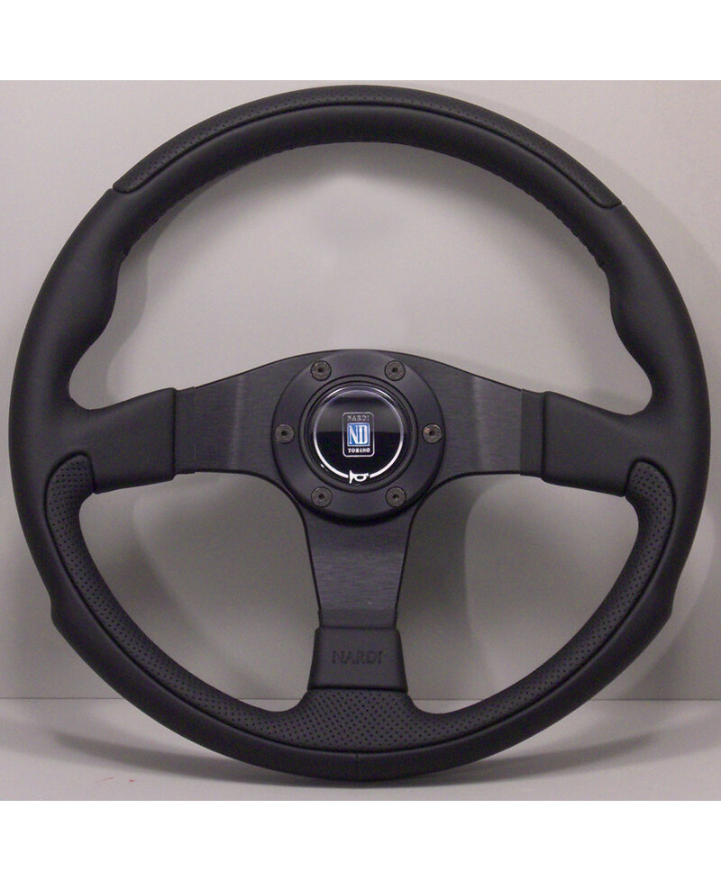 VOLANT NARDI LEADER CUIR NOIR & BRANCHES NOIRES Ø35 CM NARDI