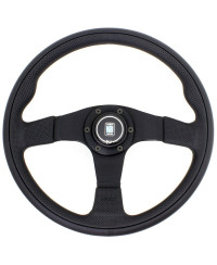 VOLANT NARDI TWIN LINE CUIR NOIR & BRANCHES NOIRES Ø35 CM NARDI