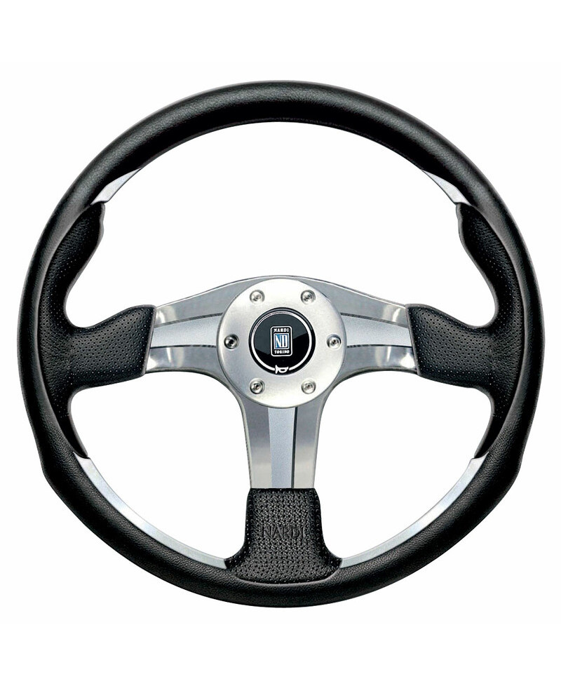 VOLANT NARDI ND4 CUIR NOIR & BRANCHES CHROMÉES Ø35 CM NARDI