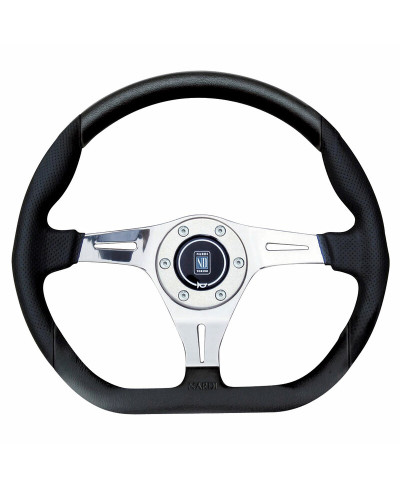 VOLANT NARDI KALLISTA "PAGANI ZONDA" CUIR NOIR PERFORÉ AVEC BRANCHES CHROMÉES NARDI