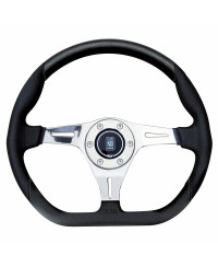 VOLANT NARDI KALLISTA "PAGANI ZONDA" CUIR NOIR PERFORÉ AVEC BRANCHES CHROMÉES NARDI