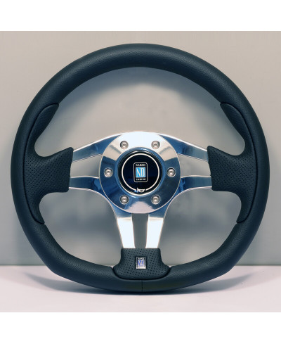 VOLANT NARDI ND PASQUINO CUIR NOIR & BRANCHES CHROMÉES Ø30 CM NARDI