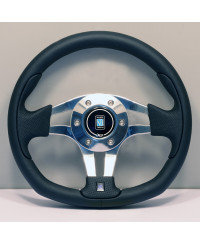 VOLANT NARDI ND PASQUINO CUIR NOIR & BRANCHES CHROMÉES Ø30 CM NARDI