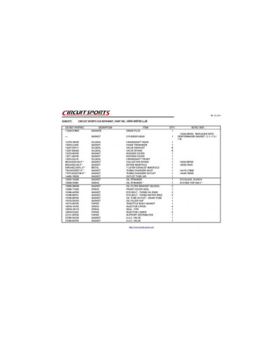 POCHETTE JOINTS MOTEUR SR20 BLACK TOP CIRCUIT SPORT