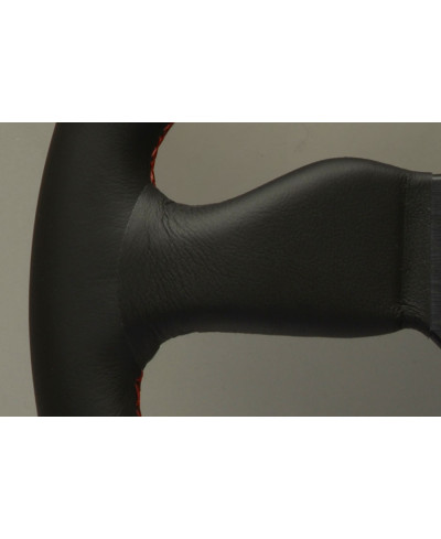 VOLANT NARDI PERSONAL NEO GRINTA CUIR NOIR & COUTURES ROUGES, BRANCHES NOIRES NARDI