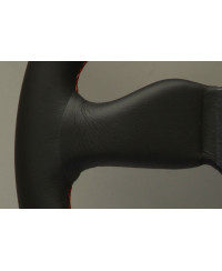 VOLANT NARDI PERSONAL NEO GRINTA CUIR NOIR & COUTURES ROUGES, BRANCHES NOIRES NARDI