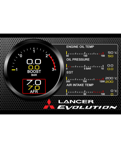 AFFICHAGE JAUGES MULTIFONCTIONS MITSUBISHI LANCER EVO UNITÉ DOUBLE DIN HDMI & CAPTEURS ZADA TECH