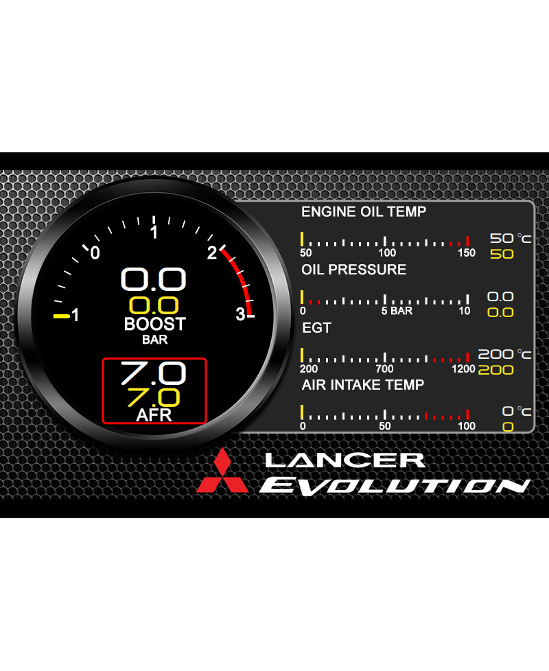 AFFICHAGE JAUGES MULTIFONCTIONS MITSUBISHI LANCER EVO UNITÉ DOUBLE DIN HDMI & CAPTEURS ZADA TECH