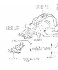 PASSAGE DE ROUE INFÉRIEUR GAUCHE SKYLINE R33 GTR NISSAN