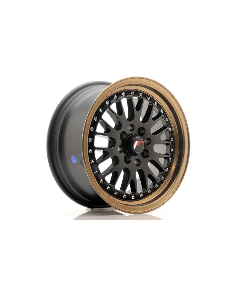 JANTE JR-10 15X7" / 4X100 - 4X108 / ET30 NOIR MAT & SATINE AVEC REBORD BRONZE JAPAN RACING