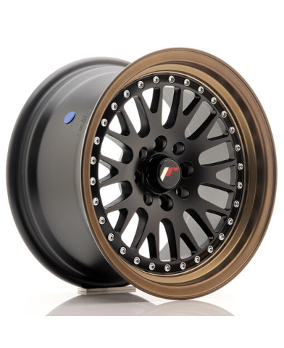 JANTE JR-10 15X8" / 4X100 - 4X108 / ET20 NOIR MAT & SATINE AVEC REBORD BRONZE JAPAN RACING