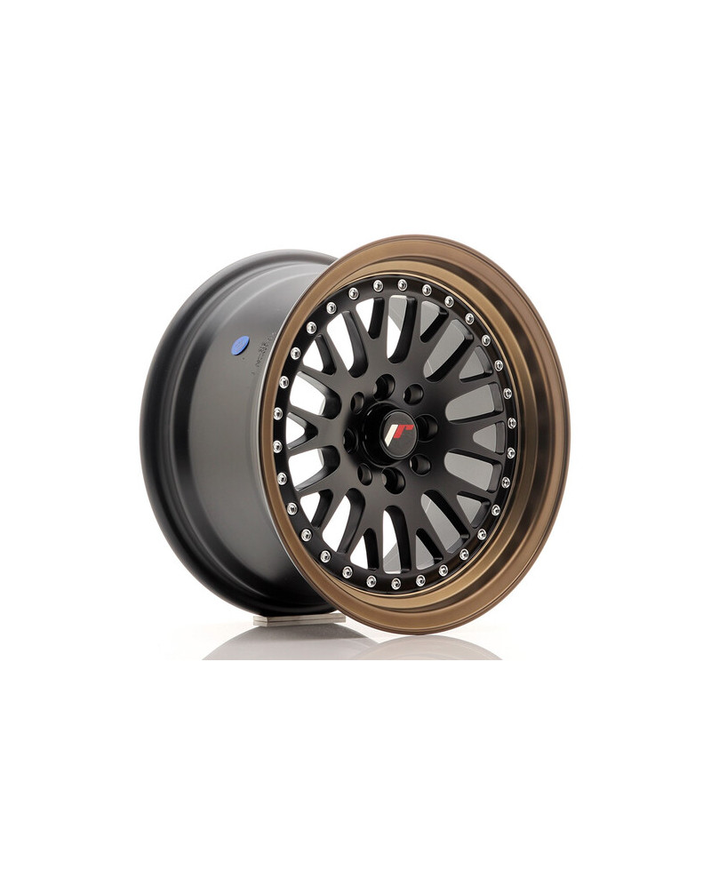 JANTE JR-10 15X8" / 4X100 - 4X108 / ET20 NOIR MAT & SATINE AVEC REBORD BRONZE JAPAN RACING