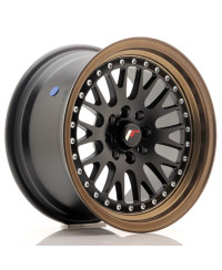 JANTE JR-10 15X8" / 4X100 - 4X108 / ET20 NOIR MAT & SATINE AVEC REBORD BRONZE JAPAN RACING
