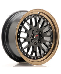 JANTE JR-10 16X7" / 4X100 - 4X108 / ET30 NOIR MAT & SATINE AVEC REBORD BRONZE JAPAN RACING