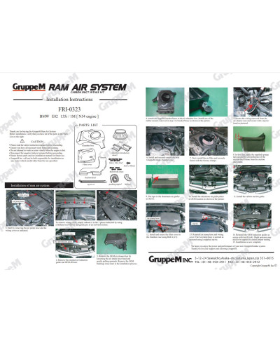 KIT ADMISSION RAM AIR SYSTEM 1M E82-E87-E88 BMW 3.0L GRUPPEM