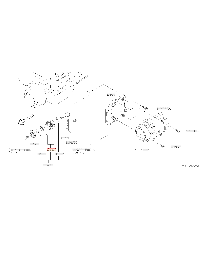 GALET CLIMATISATION NISSAN