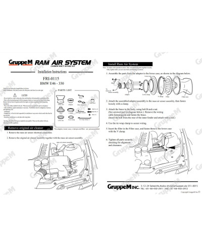 KIT ADMISSION RAM AIR SYSTEM 330i E46 3.0L (2000-2005) GRUPPEM 