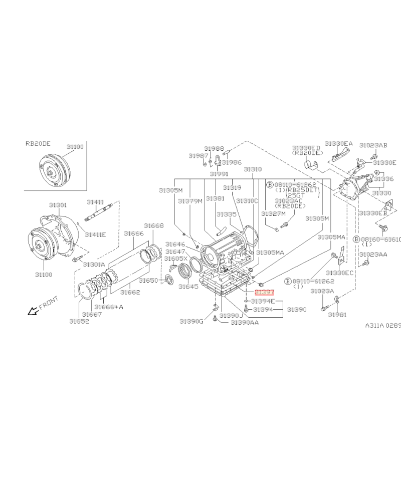 JOINT + CREPINE BOITE AUTOMATIQUE RB25DET NISSAN 