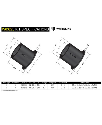 KIT SILENT BLOCS BRAS SUPERIEUR ARRIERE SUBARU BRZ/ TOYOTA 86 - WHITELINE 