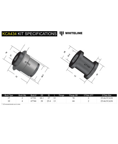 KIT POUR BRAS INFERIEUR AVANT SUBARU BRZ/ TOYOTA 86 - WHITELINE 