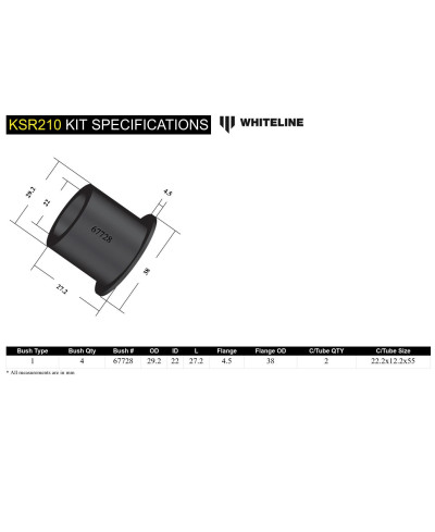 KIT SILENT BLOCS CREMAILLERE DIRECTION SUBARU BRZ/ TOYOTA 86 - WHITELINE 