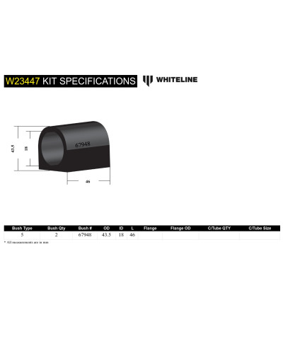 KIT SUPPORTS BARRE STABILISATRICE AVANT 18MM SUBARU BRZ/ TOYOTA 86 - WHITELINE 