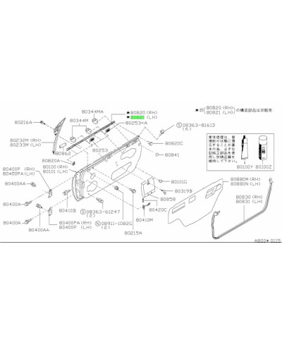 BAGUETTE DE PORTE NISSAN S13 PS13 NISSAN