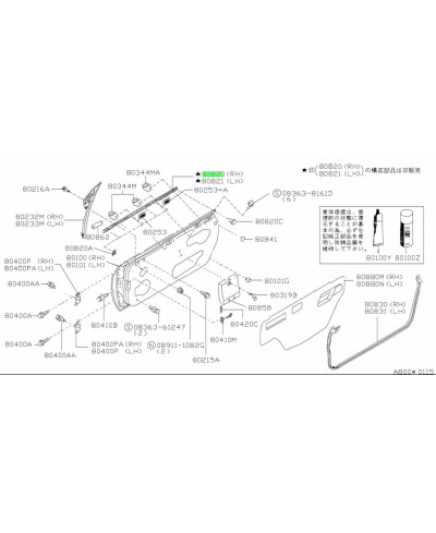BAGUETTE DE PORTE NISSAN S13 PS13 NISSAN