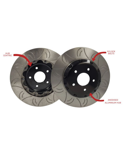 SET DISQUES AVANT RAINURÉS 2 PARTIES 324MM NISSAN R33/R34 GTR - GKTECH 