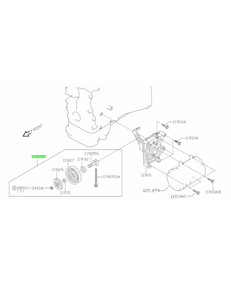 POULIETENDEUR CLIMATISATION AVEC TENDEUR S20 NISSAN