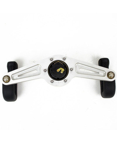 VOLANT 2SPOKES EN CUIR NOIR PERFORÉ, BRANCHES ALU, COUTURES NOIRES - NARDI