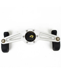 VOLANT 2SPOKES EN CUIR NOIR PERFORÉ, BRANCHES ALU, COUTURES NOIRES - NARDI