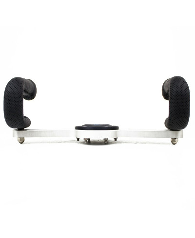 VOLANT 2SPOKES EN CUIR NOIR PERFORÉ, BRANCHES ALU, COUTURES NOIRES - NARDI