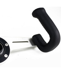 VOLANT 2SPOKES EN CUIR NOIR PERFORÉ, BRANCHES ALU, COUTURES NOIRES - NARDI