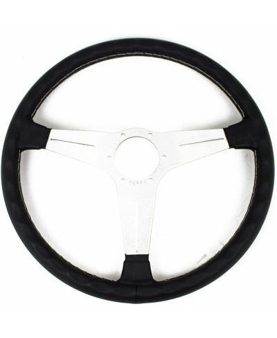 VOLANT ND39 CLASSIC EN CUIR NOIR, BRANCHES ALU, COUTURES GRISES,TULIPÉ 30MM- NARDI