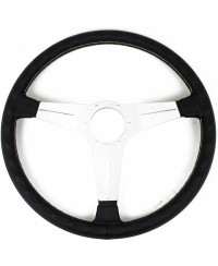 VOLANT ND39 CLASSIC EN CUIR NOIR, BRANCHES ALU, COUTURES GRISES,TULIPÉ 30MM- NARDI