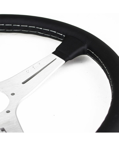 VOLANT ND39 CLASSIC EN CUIR NOIR, BRANCHES ALU, COUTURES GRISES,TULIPÉ 30MM- NARDI