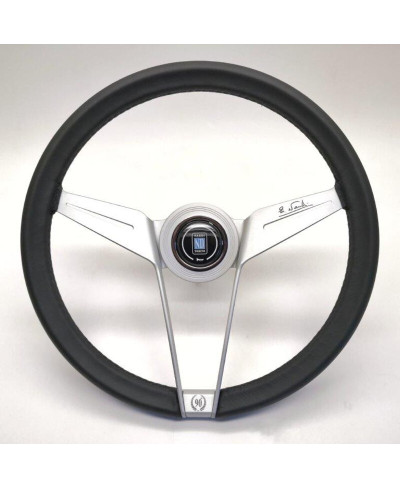 VOLANT NOVANTESIMO, CUIR NOIR, BRANCHES BLANCHES, BAGUE BLANCHE - NARDI