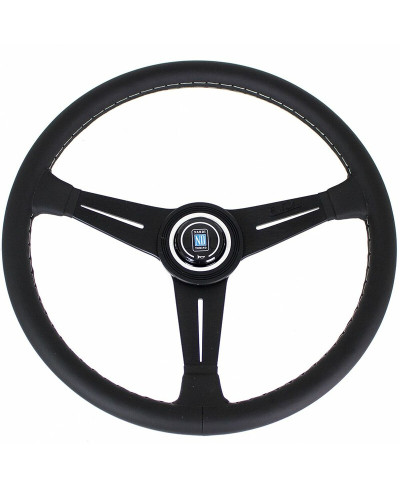 VOLANT ND39 CLASSIC EN CUIR NOIR, BRANCHES NOIRES, COUTURES GRISES,TULIPÉ 30MM - NARDI