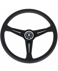 VOLANT ND39 CLASSIC EN CUIR NOIR, BRANCHES NOIRES, COUTURES GRISES,TULIPÉ 30MM - NARDI